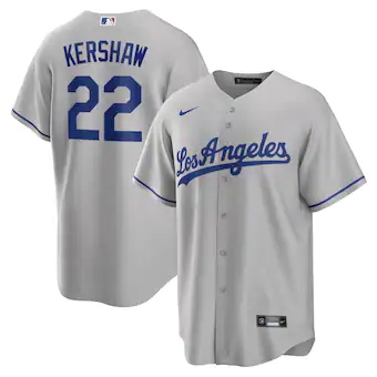 mens nike clayton kershaw gray los angeles dodgers road rep